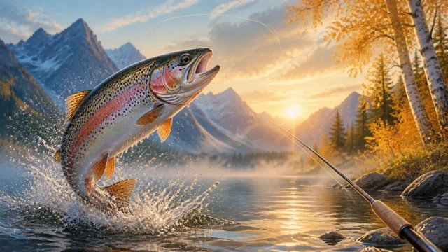 アルプスの湖で魚とラインテンションを競うフィッシング