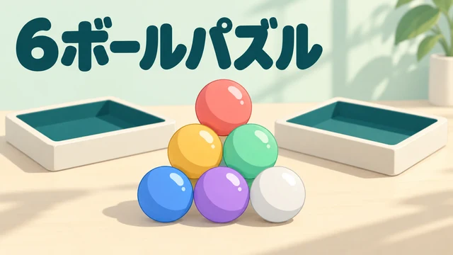 光学研究所の六角槽で6色球をつなぐ6ボールパズル