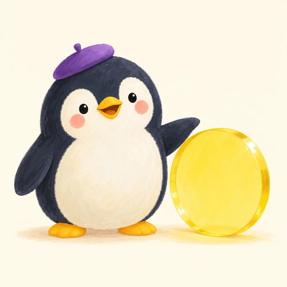 まるを案内するペンギン館長