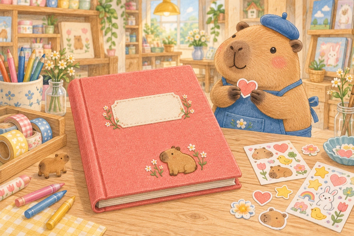 カピバラの文具屋さんと布張りのスタンプ帳